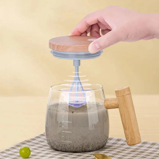 400ml Electric Self-Stirring Mug with Wooden Handle